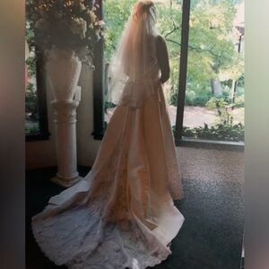 David's Bridal Classic White Gown with Train